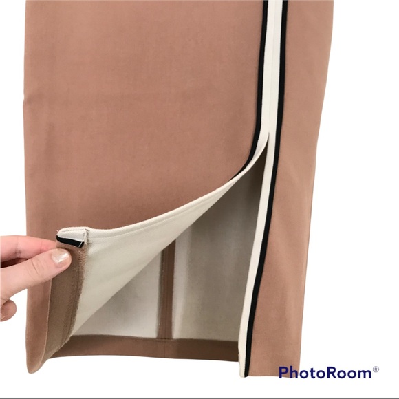 Zara Tan Midi Skirt | Side Slit | Mod Stripe - Picture 3 of 9